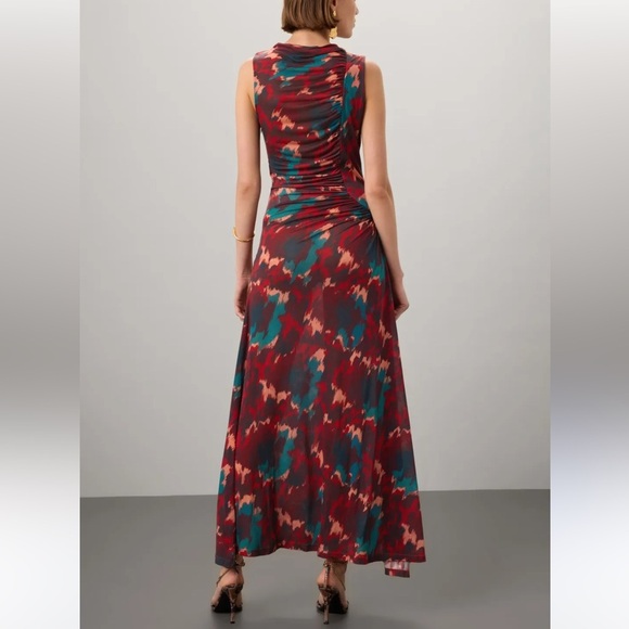 Ulla Johnson Livia Midi Dress Size Small Red Bohemian Print High Neck Red Blue - Picture 5 of 10